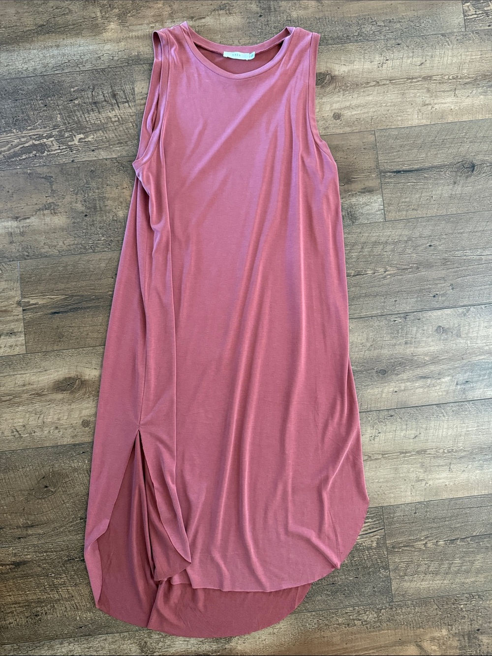 Lush Rose-Mauve High-Low Sleeveless Midi Dress